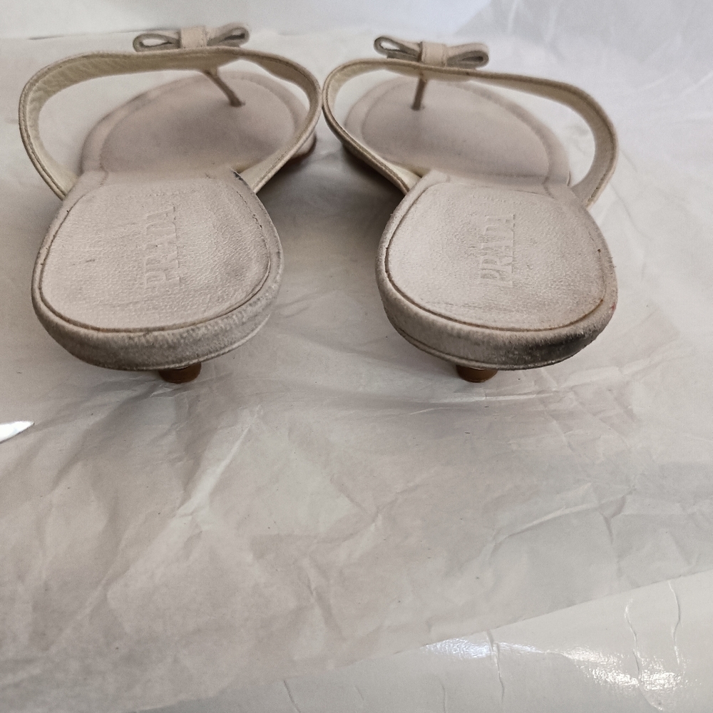 Prada bow thong leather triangle logo sandals size 39.5 - Picture 11 of 16
